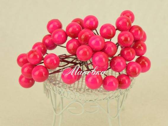 Ягоды калина FL01 ЯРКО-РОЗОВЫЕ, круглые, 12 мм, 40 шт Ягоды калина FL01 ЯРКО-РОЗОВЫЕ, круглые, 12 мм, 40 шт