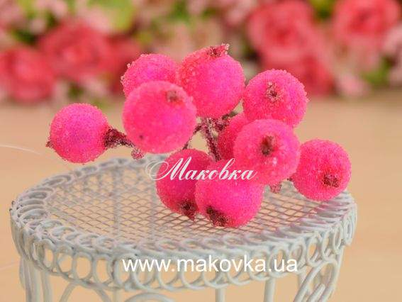 Набор ягод, Неон розовый в инее, 10 шт/уп Набор ягод, Неон розовый в инее, 10 шт/уп