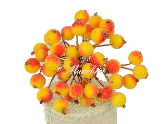 Ягоди у цукрі великі, 40 шт, жовто-червоні 202-20