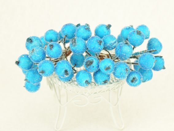 Ягоди калина в цукрі, круглі, 12 мм, Блакитні FL02 , 40 шт