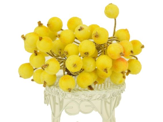 Ягоди калина в цукрі, круглі, 12 мм, FL02-02 жовті, 40 шт.