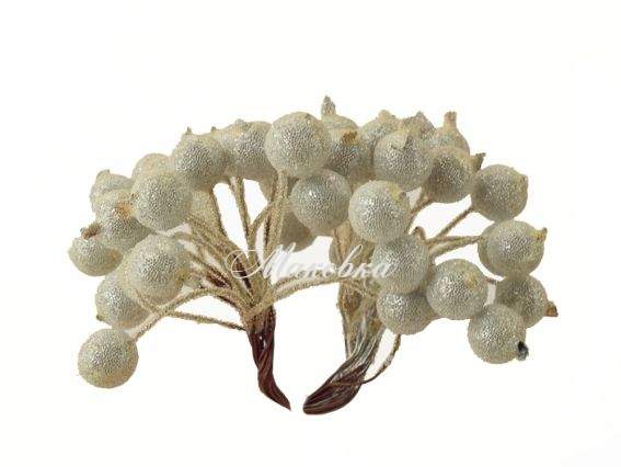 Ягоди Калина в цукрі, круглі, 12 мм, FL202-07 срібло, 40 шт Ягоди Калина в цукрі, круглі, 12 мм, FL202-07 срібло, 40 шт