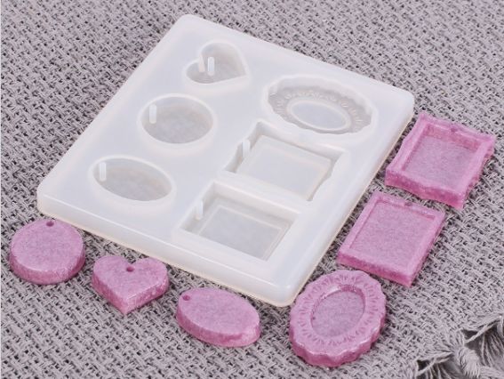 СЛ-04 силиконовая форма для эпоксидной смолы, 6 вариантов по 1 шт (рамки и фигуры)