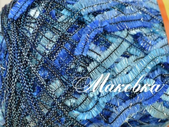 Rena гамзе пряжа 02 синий меланж, вкравления люрекса