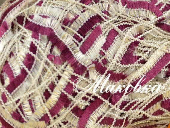 Rena гамзе пряжа 04 Виноградно-кремовая, двухцветная, вкрапления золотого люрекса