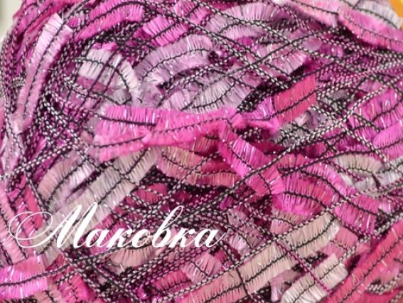 Rena гамзе пряжа 09 Розовый меланж, вкрапления серебристого люрекса