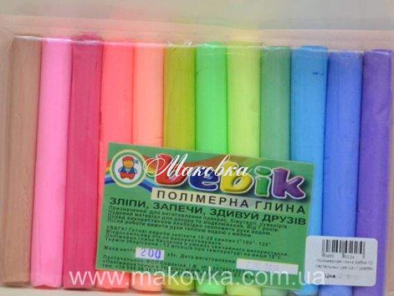 Набор полимерной глины Бебик, 12 Пастельных цветов Набор полимерной глины Бебик, 12 Пастельных цветов