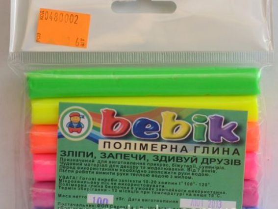 Набор полимерной глины Бебик, 6 цветов Флуоресцентная