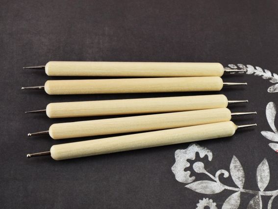 Набір дотсів з дерев'яною ручкою 5 шт