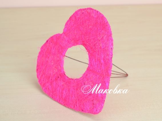 Каркас для цветов Сердце, 15 см, ярко-розовое, 1 шт Каркас для цветов Сердце, 15 см, ярко-розовое, 1 шт