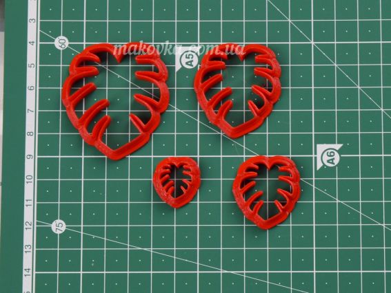 Арт-0033 Форми для вирізання (вирубки) з глини Набір №33,  лист монстери, 4 шт