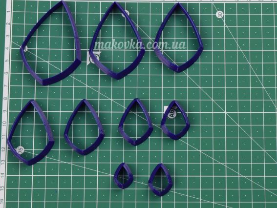 Форми для вирізання (вирубки) з глини №9, Арт-0009, чотирикутник, ромб 9 шт