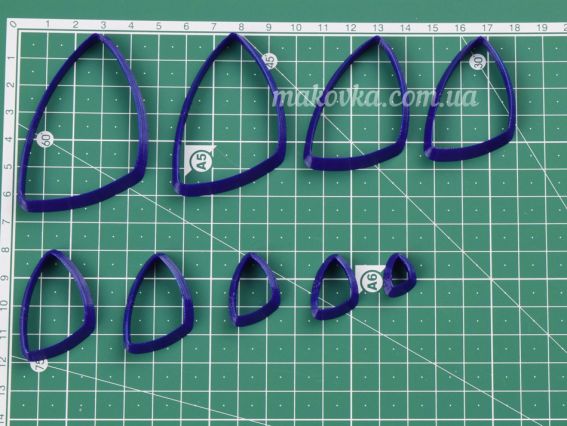 Форми для вирізання (вирубки) з глини №19, Арт-0019, трикутна фігура, 9 шт