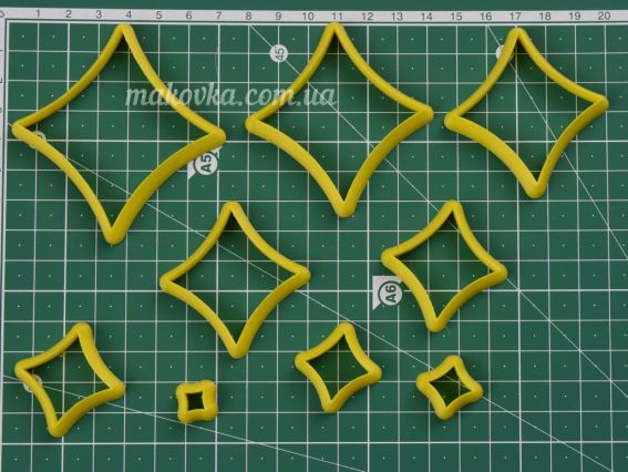 Форми для вирізання (вирубки) з глини Набір №82, Арт-0082, ромб 9 шт