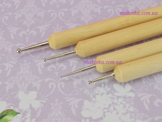 Набір дотсів з дерев'яною ручкою 4 шт, 7 наконечників