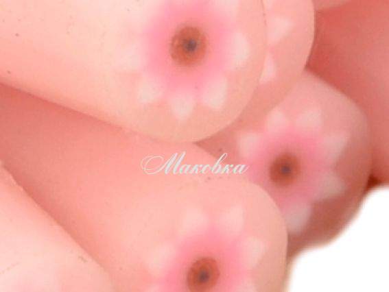 Палочка (колбаска) из полимерной глины №03 Розово-белый Цветочек, 1 шт