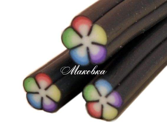 Палочка (колбаска) из полимерной глины №04 Цветочек Радуга, 1 шт