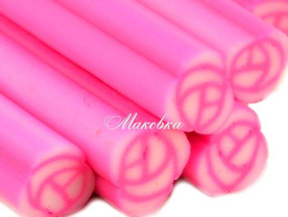 Палочка (колбаска) из полимерной глины №08 Бело-розовая роза, 1 шт