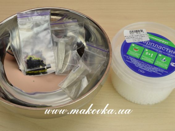 Набор Полиморфус суперпластик 150 г, термо-миска и красители Набор Полиморфус суперпластик 150 г, термо-миска и красители