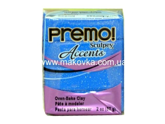 Пластика Premo Accents Sculpey PE02 5049, Голубая с блестками, 57г Пластика Premo Accents Sculpey PE02 5049, Голубая с блестками, 57г