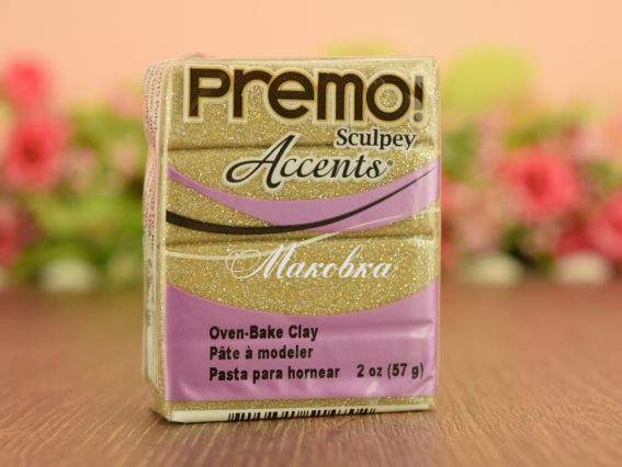 Пластика Premo Accents Sculpey PE02 5147 Золото с блестками 57г Пластика Premo Accents Sculpey PE02 5147 Золото с блестками 57г