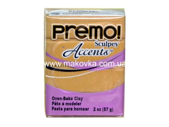 Пластика Premo Accents Sculpey  PE02 5517 Античное золото 57г, Пластика Premo Accents Sculpey  PE02 5517 Античное золото 57г,
