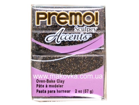 Пластика Premo Accents Sculpey PE02 5540, Черная с блестками, 57г Пластика Premo Accents Sculpey PE02 5540, Черная с блестками, 57г