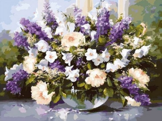 Букеты. Большой букет в стеклянной вазе 2 КНО 1050 Идейка картина по номерам Букеты. Большой букет в стеклянной вазе 2 КНО 1050 Идейка картина по номерам