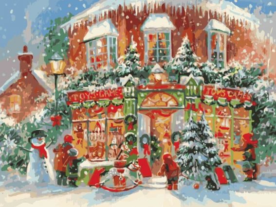 Новогодний городок КНО 3533 Идейка рисование по номерам Новогодний городок КНО 3533 Идейка рисование по номерам