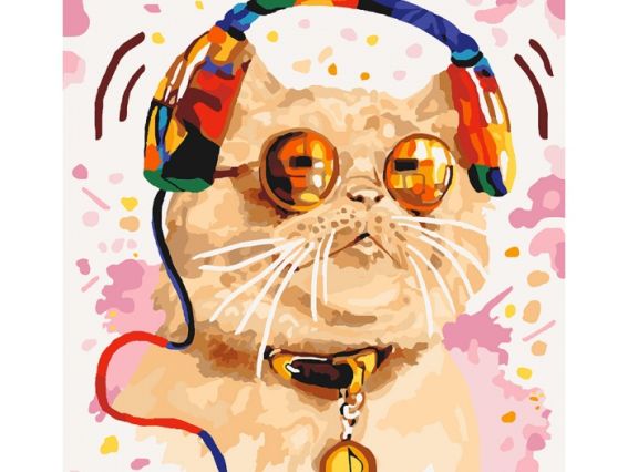 Ідейка Розпис за номерами КНО4141 Тварини. Меломан (кіт)