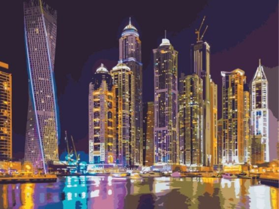 Ночной мегаполис (Дубаи)  КНО 2184 Идейка картина по номерам Ночной мегаполис (Дубаи)  КНО 2184 Идейка картина по номерам