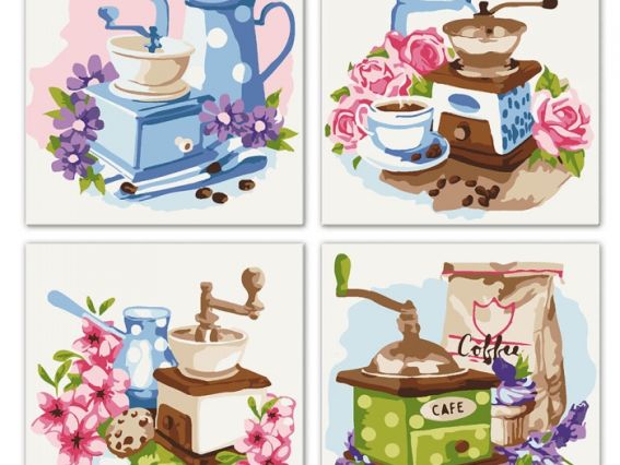 Полиптих Цветочный кофе KNP 018 Идейка картина по номерам Полиптих Цветочный кофе KNP 018 Идейка картина по номерам