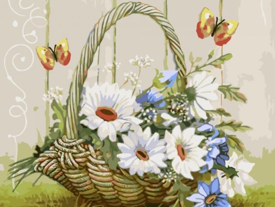 Букеты. Корзинка счастья КНО2090 Идейка картина по номерам Букеты. Корзинка счастья КНО2090 Идейка картина по номерам