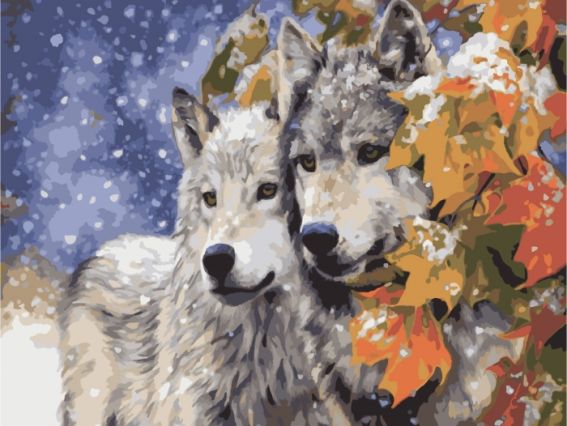 Пара волков КНО2434 Идейка картина по номерам Пара волков КНО2434 Идейка картина по номерам