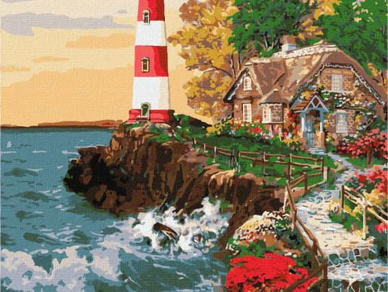 Ідейка Розпис за номерами КНО2835 Пейзаж. Будинок у маяка