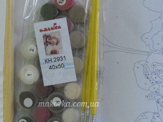 Ідейка Розпис по номерах КНО2931 Квіти Оксамитові півоніі