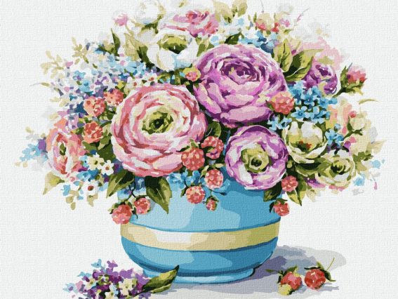 Ідейка Розпис за номерами КНО2955 Букети. Малиновий букет