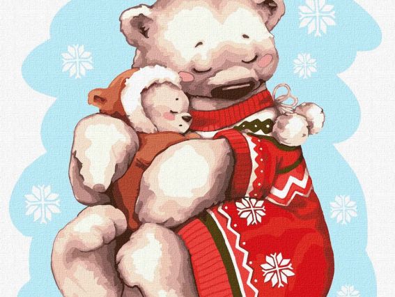 Ідейка Розпис за номерами КНО4227 Тварини. Теплі обійми (білий ведмідь)