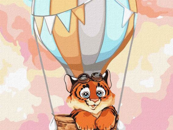 Ідейка Розпис за номерами КНО4248 Тварини. Смугастий мандрівник (тигреня на кулі)