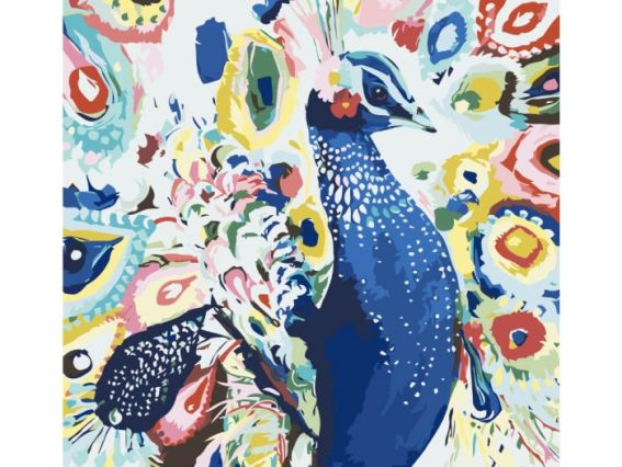 Идейка Роспись по номерам КНО2492 Птицы. Яркий павлин