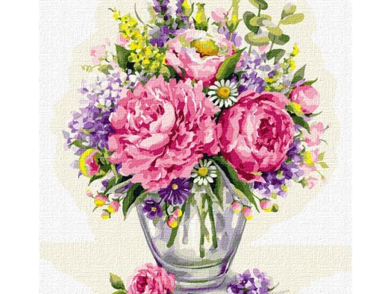 Ідейка Розпис за номерами КНО3132 Букети Мальовничі півонії