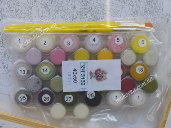 Ідейка Розпис за номерами КНО3132 Букети Мальовничі півонії