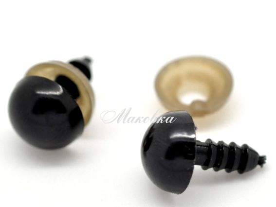 Глазки круглые 10х15 мм (10х4 мм) на ножке, черные, 4 пары Глазки круглые 10х15 мм (10х4 мм) на ножке, черные, 4 пары