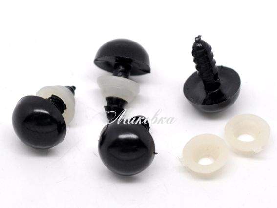 Глазки круглые d10 мм на ножке черные 4 штуки Глазки круглые d10 мм на ножке черные 4 штуки