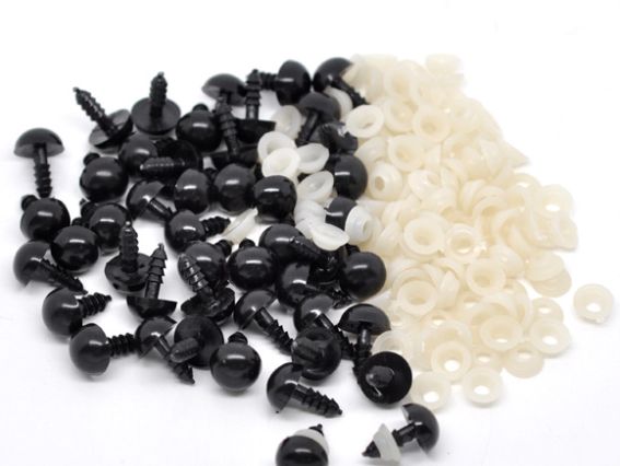 Очі для іграшок круглі 10х15 мм (10х4 мм) на ніжці, чорні, 1 пара