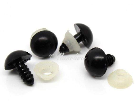 Глазки круглые, 12 мм на ножке, черные, 4 шт Глазки круглые, 12 мм на ножке, черные, 4 шт