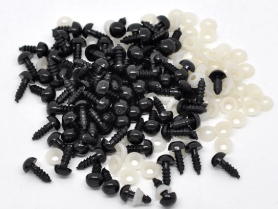 Очки для іграшок круглі 6х13 мм на ніжці, чорні, 2 пари