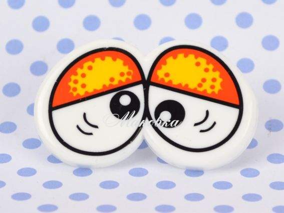 Глаза для игрушек мультяшные БОЛЬШИЕ оранжевые 47х28 мм,  совмещенные Глаза для игрушек мультяшные БОЛЬШИЕ оранжевые 47х28 мм,  совмещенные