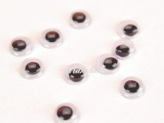 Глаза для игрушек двигающиеся 7 мм, самоклеющиеся, 10шт/уп Глаза для игрушек двигающиеся 7 мм, самоклеющиеся, 10шт/уп