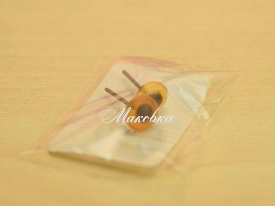 Глазки гвоздики 6 мм желтые, стекло, 1 пара Глазки гвоздики 6 мм желтые, стекло, 1 пара